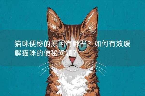 猫咪便秘的原因有哪些？如何有效缓解猫咪的便秘问题？